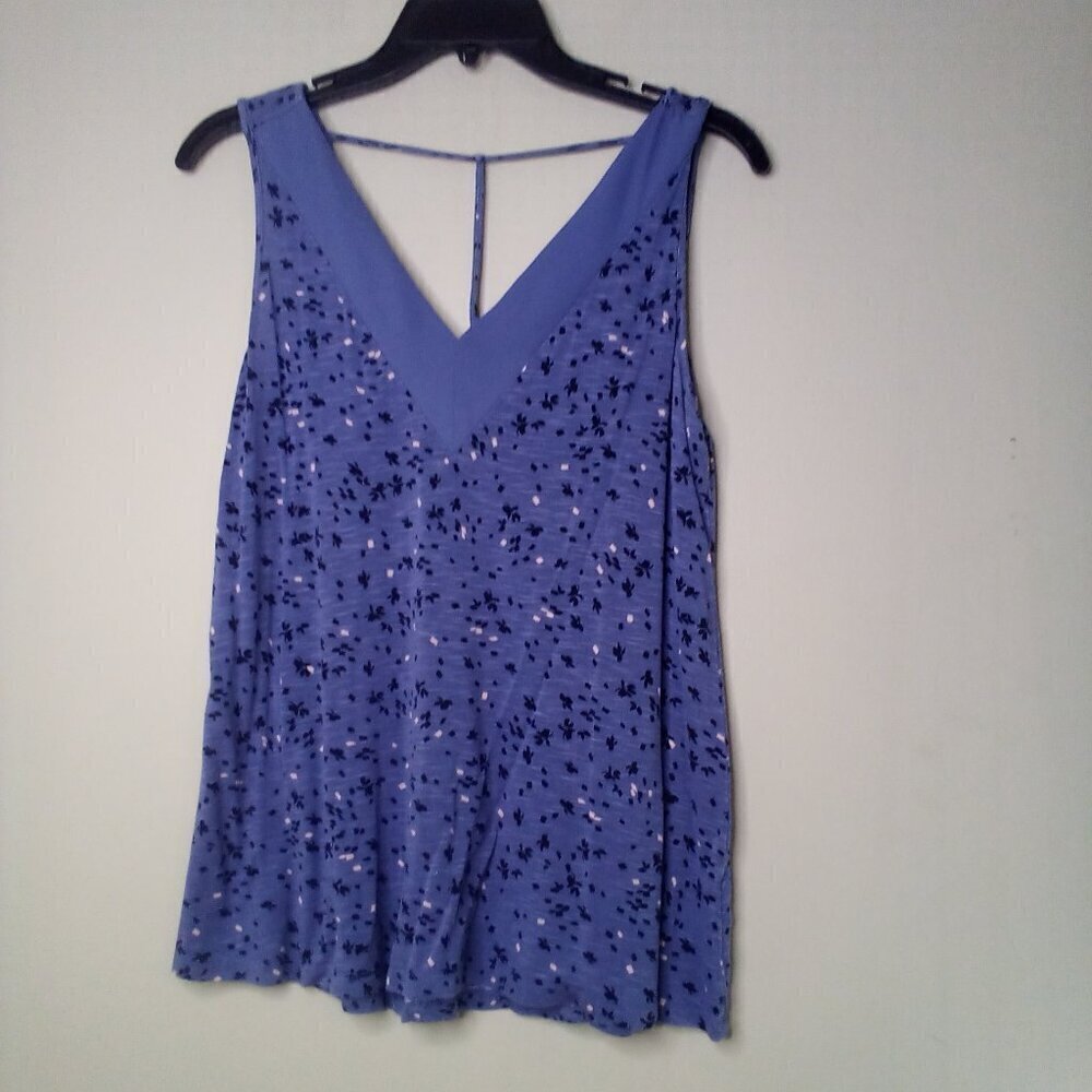 Maurices Shirt Blouse Women S Sleeveless V-Neck Pattern Blue Black